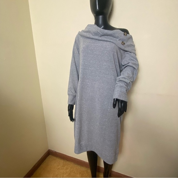 NWOT Derek Heart  Off - Shoulder Gray Sweater Dress  Sz 1X - Picture 3 of 16